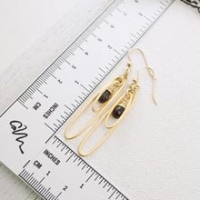 Load image into Gallery viewer, TN Elongated Oval Hoops and Smoky Quartz Earrings (Gold-filled)