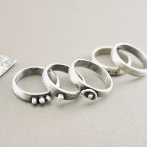 Stackable - Half Round 3 Bead Ring (Sterling - 6.5)