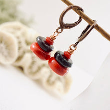 Load image into Gallery viewer, TN Coral &amp; Garnet Earrings (Copper)
