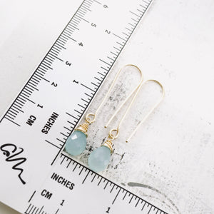 TN Blue Chalcedony Long Drop Earrings (Gold-filled)