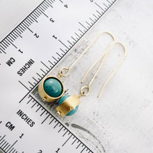 Load image into Gallery viewer, TN Green Turquoise Globe Earrings (Gold-filled)