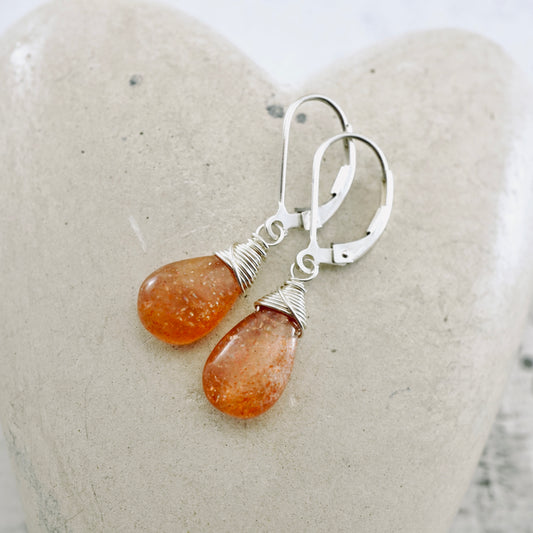 Sunstone Drop Earrings