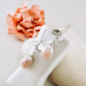 Rose Quartz Ladybug Drop Earrings