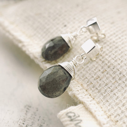 Labradorite Square Post Earrings