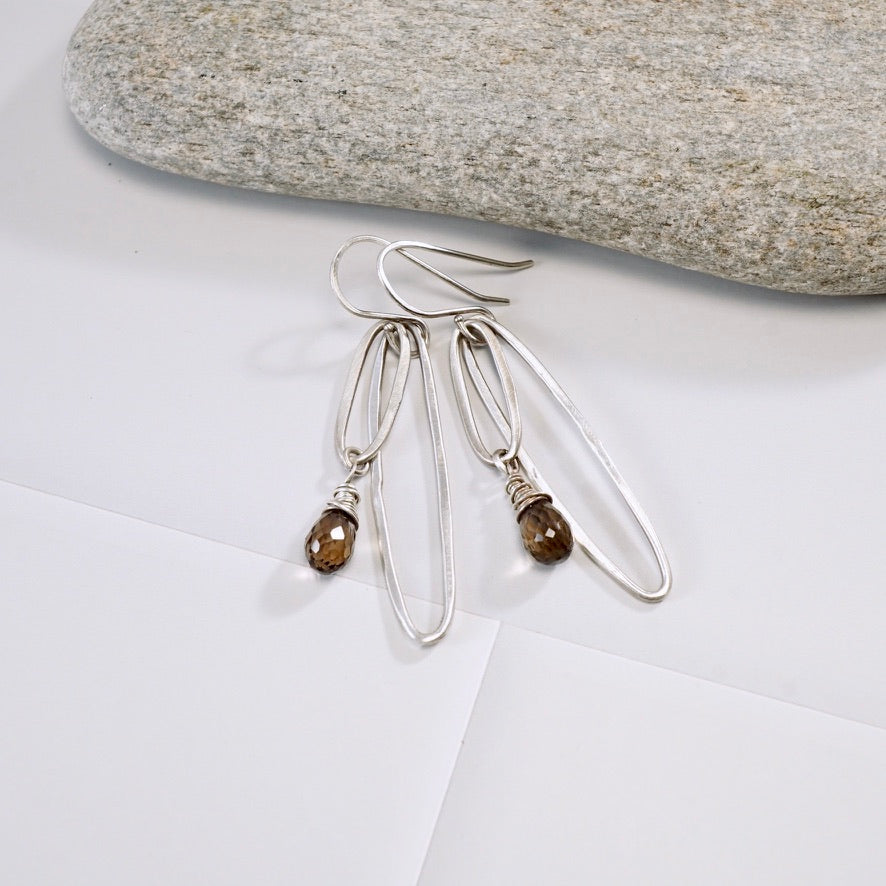 Smoky Quartz Double Hoop Earrings