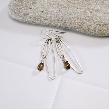 Smoky Quartz Double Hoop Earrings