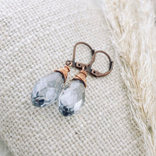 Load image into Gallery viewer, TN Large Faceted Blue Crystal Drop Earrings (Copper)
