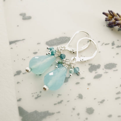 Blue Chalcedony Petite Cluster Earrings