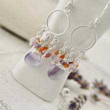 Load image into Gallery viewer, TN Lavender &amp; Orange Chandelier Earrings (SS)