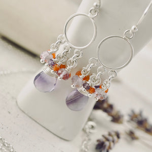 TN Lavender & Orange Chandelier Earrings (SS)