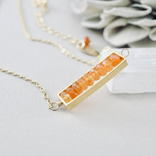 Load image into Gallery viewer, TN Carnelian Long Bar Necklace (Gold-filled)