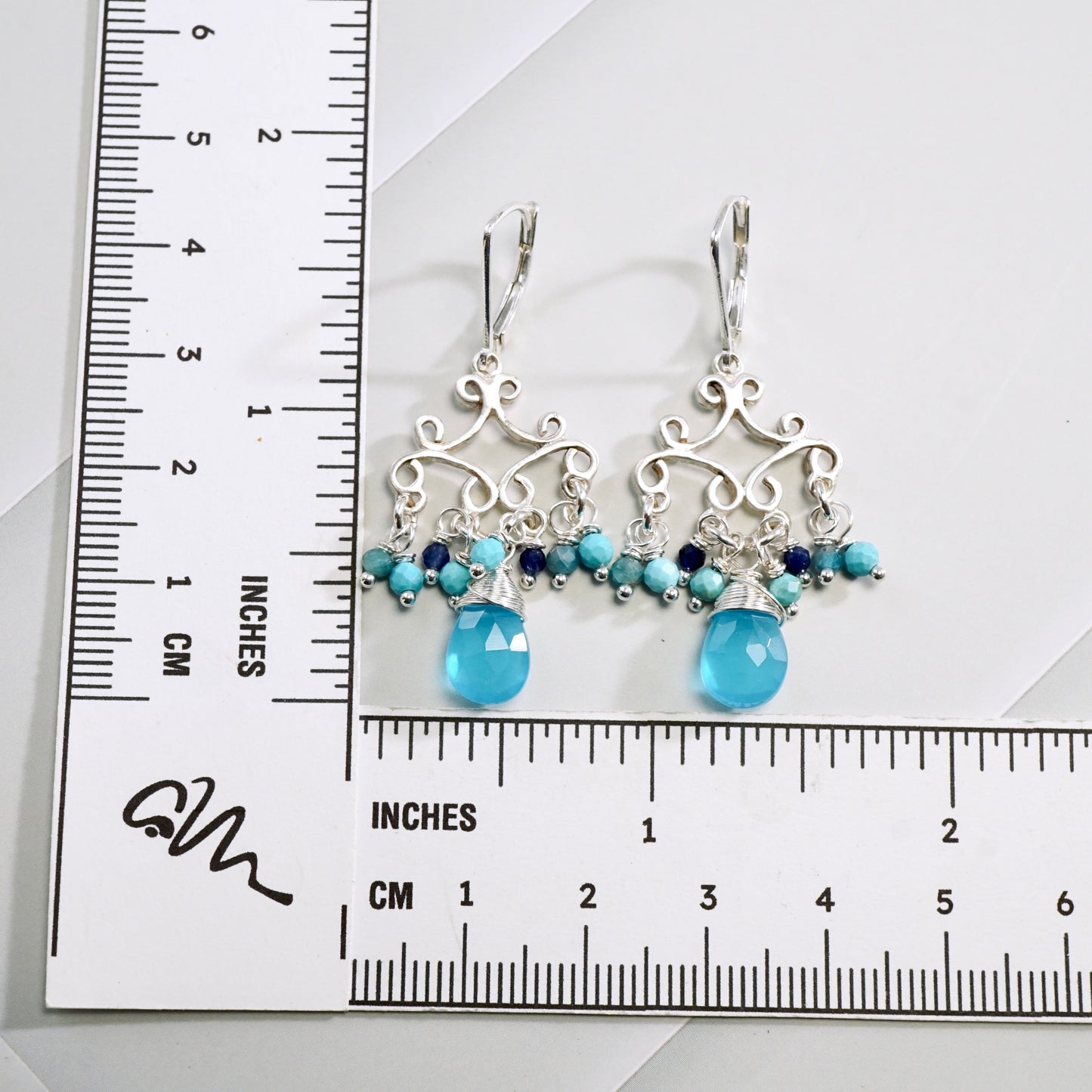 Blue Chalcedony Romantic Chandelier Earrings