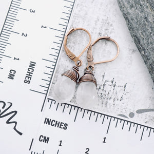 TN Rose Quartz Drop Earrings (Copper)