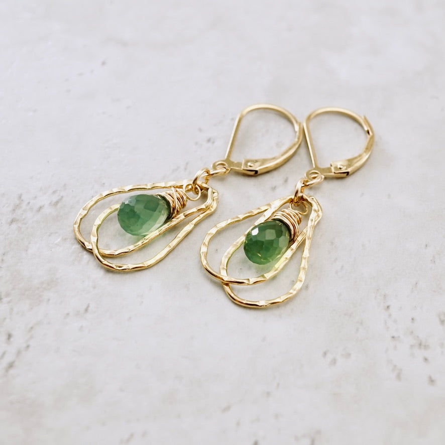 Zambian Emerald Double Hoop Earrings