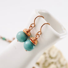 Load image into Gallery viewer, TN Green Turquoise Cornflake Earrings (Copper)