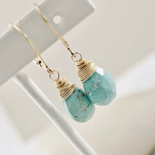 Load image into Gallery viewer, TN Natural Turquoise Faceted Drop Earrings (GF)