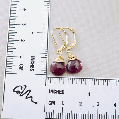 Ruby Faceted Drop Earrings