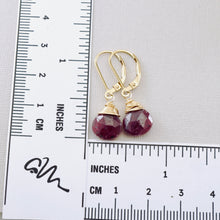 Load image into Gallery viewer, TN Ruby Faceted Drop Earrings (Gold-filled)