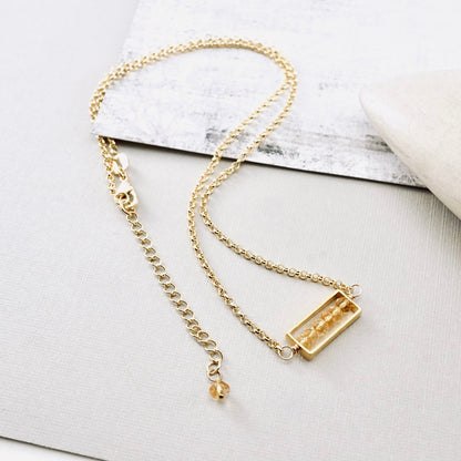 Citrine Petite Bar Necklace (GF)