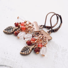 Load image into Gallery viewer, TN Petite Rose Quartz &amp; Jade Chandelier Earrings (Copper)