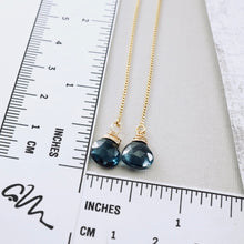 Load image into Gallery viewer, TN London Blue Topaz Threader Earrings (GF)