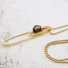 Load image into Gallery viewer, TN Double Hoop Smoky Quartz Pendant (Gold-filled)