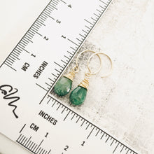 Load image into Gallery viewer, TN Natural Emerald Drop C-Hook Earrings (GF)