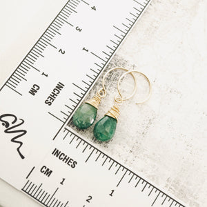 TN Natural Emerald Drop C-Hook Earrings (GF)