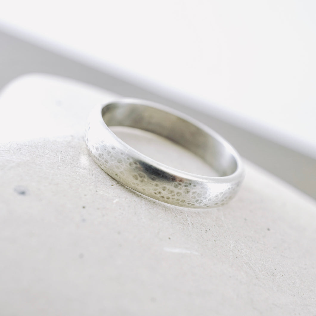 Stackable - Half Round Hammered Textured Ring (Sterling - 7.5)