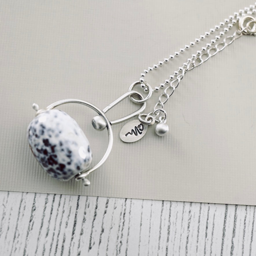 Petite Swings Fired Agate Swivel Drop Pendant