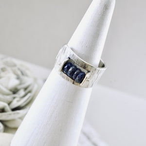 AM Lapis Bark Band Ring - Size 7