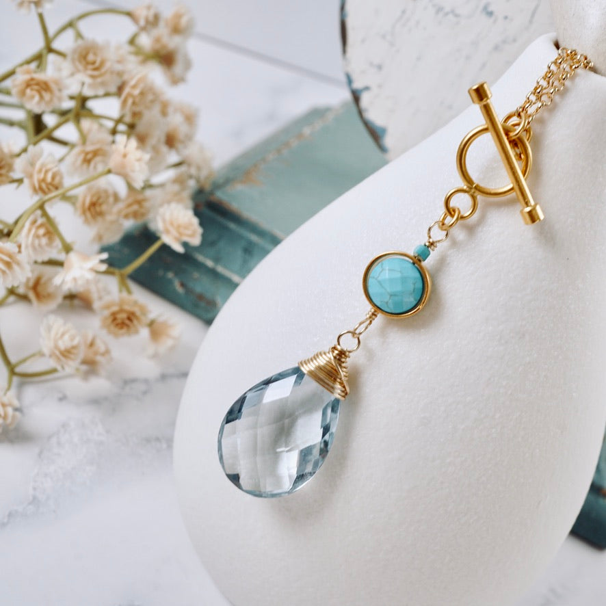 Blue Topaz & Turquoise Toggle Pendant