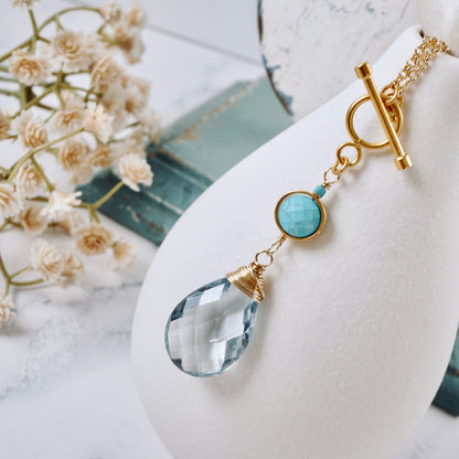 Blue Topaz & Turquoise Toggle Pendant