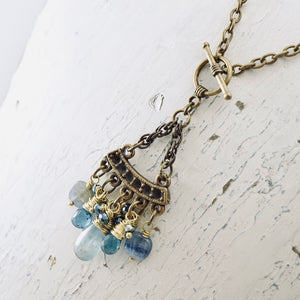 TN Blue Kyanite & London Blue Topaz Pendant (Brass)