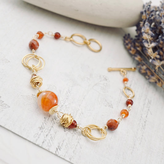 Carnelian & Gold Bauble Bracelet