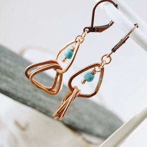 TN Interlocking Triangle Turquoise Hoop Earrings (Copper)