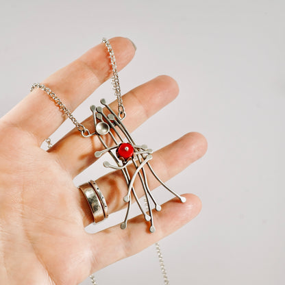 Whimsical Trellis Coral Necklace