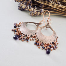Load image into Gallery viewer, TN Amethyst Chandelier Earrings (Copper)