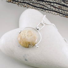 Load image into Gallery viewer, Petite Swings - Round Petrified Coral Swivel Pendant (Sterling)