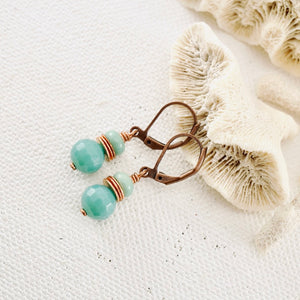 TN Green Quartz Turquoise Earrings (Copper)