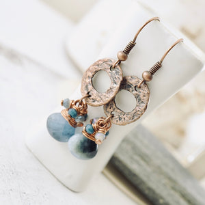TN Dumortierite Copper Dangle Earrings (Copper)