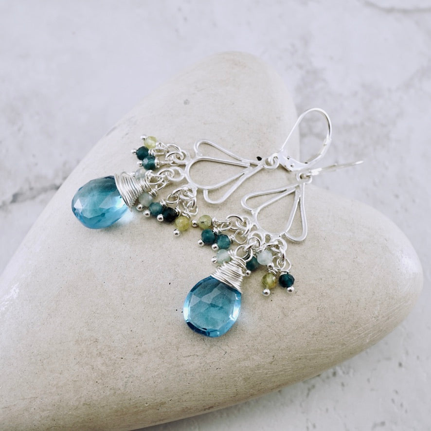 Swiss Blue Topaz Chandelier Earrings