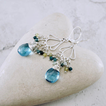 Swiss Blue Topaz Chandelier Earrings