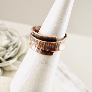 AM Thick Bark Wrap Open Ring Band - Size 7