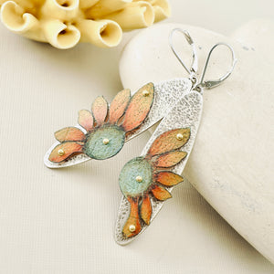 RH - Orange & Sage Sunflower Earrings (SS) CUSTOM ORDER