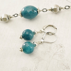 TN Blue Agate & Silver Earrings (base metal)