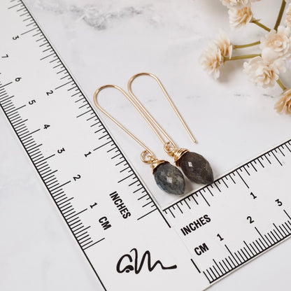 Long Labradorite Drop Earrings