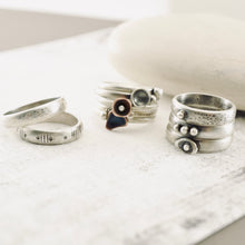 Load image into Gallery viewer, Stackable - Half Round Line and Dots Textured Ring (Sterling - 6.5)