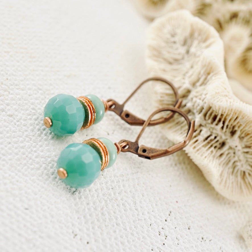 Green Quartz Turquoise Earrings