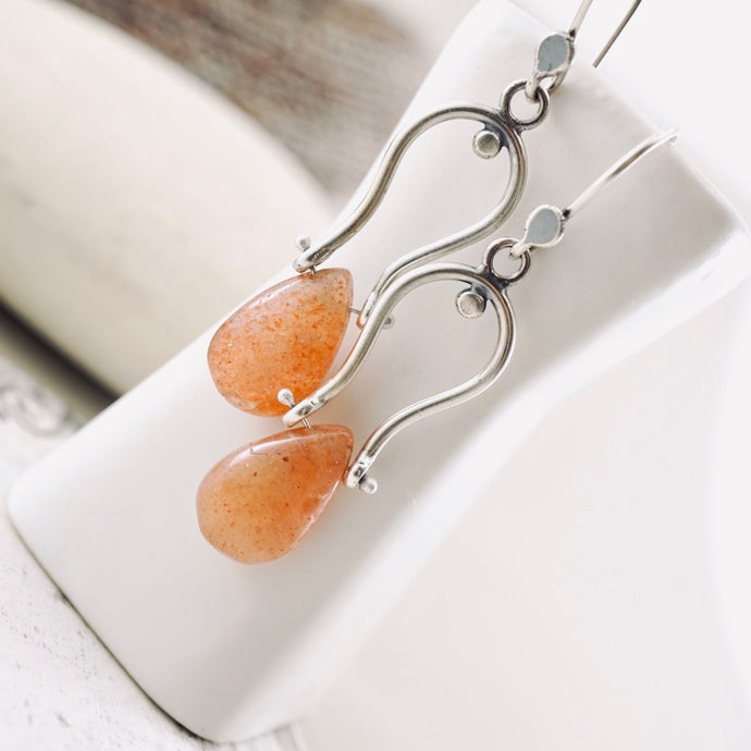 Petite Swings - Sunstone Earrings (Sterling Silver)